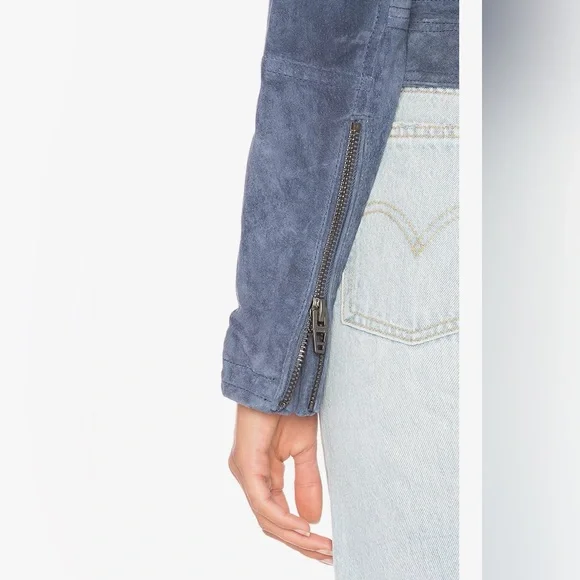 BLANK NYC Suede Moto Jacket in Slate Blue - Picture 4 of 14